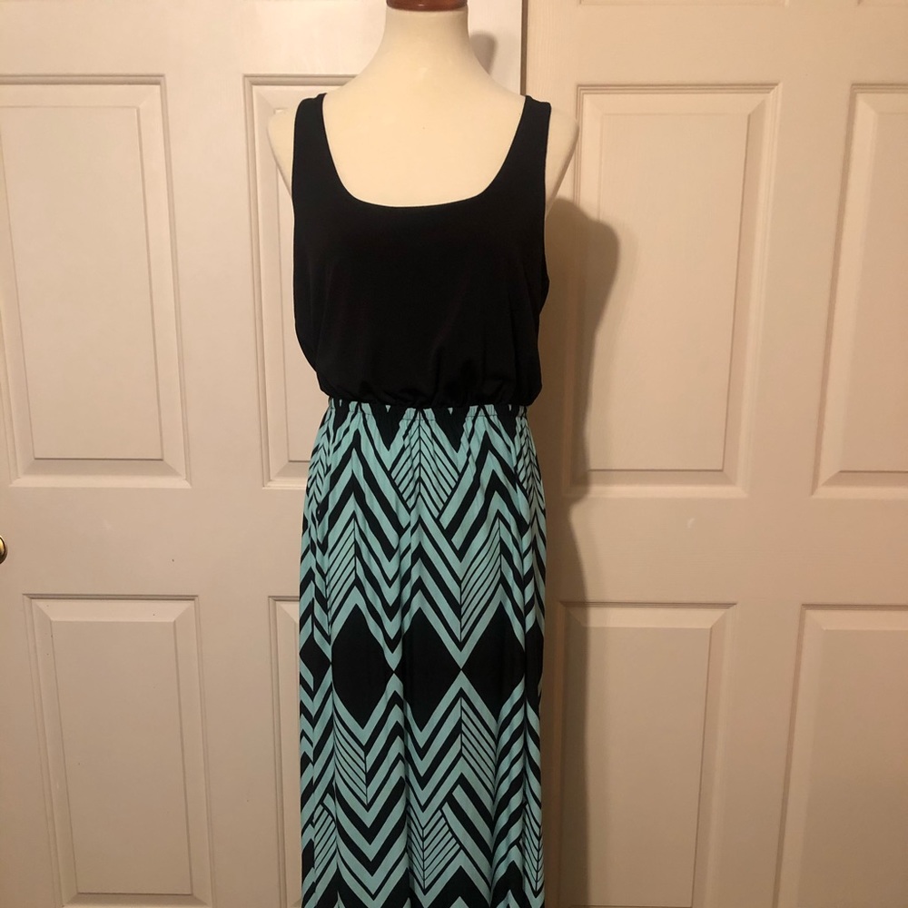 Black/Teal Maxi Dress